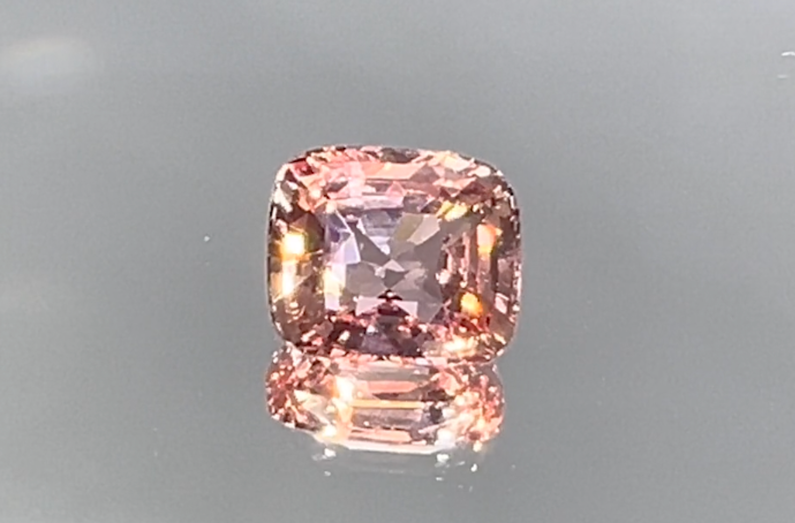 2.61ct Loupe Clean Unheated Padparadscha Sapphire Ring with D Flawless Diamonds set in 18K White Gold