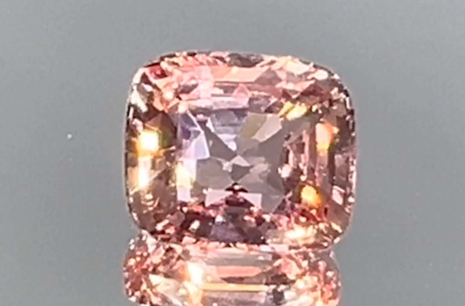 2.61ct Loupe Clean Unheated Padparadscha Sapphire Ring with D Flawless Diamonds set in 18K White Gold