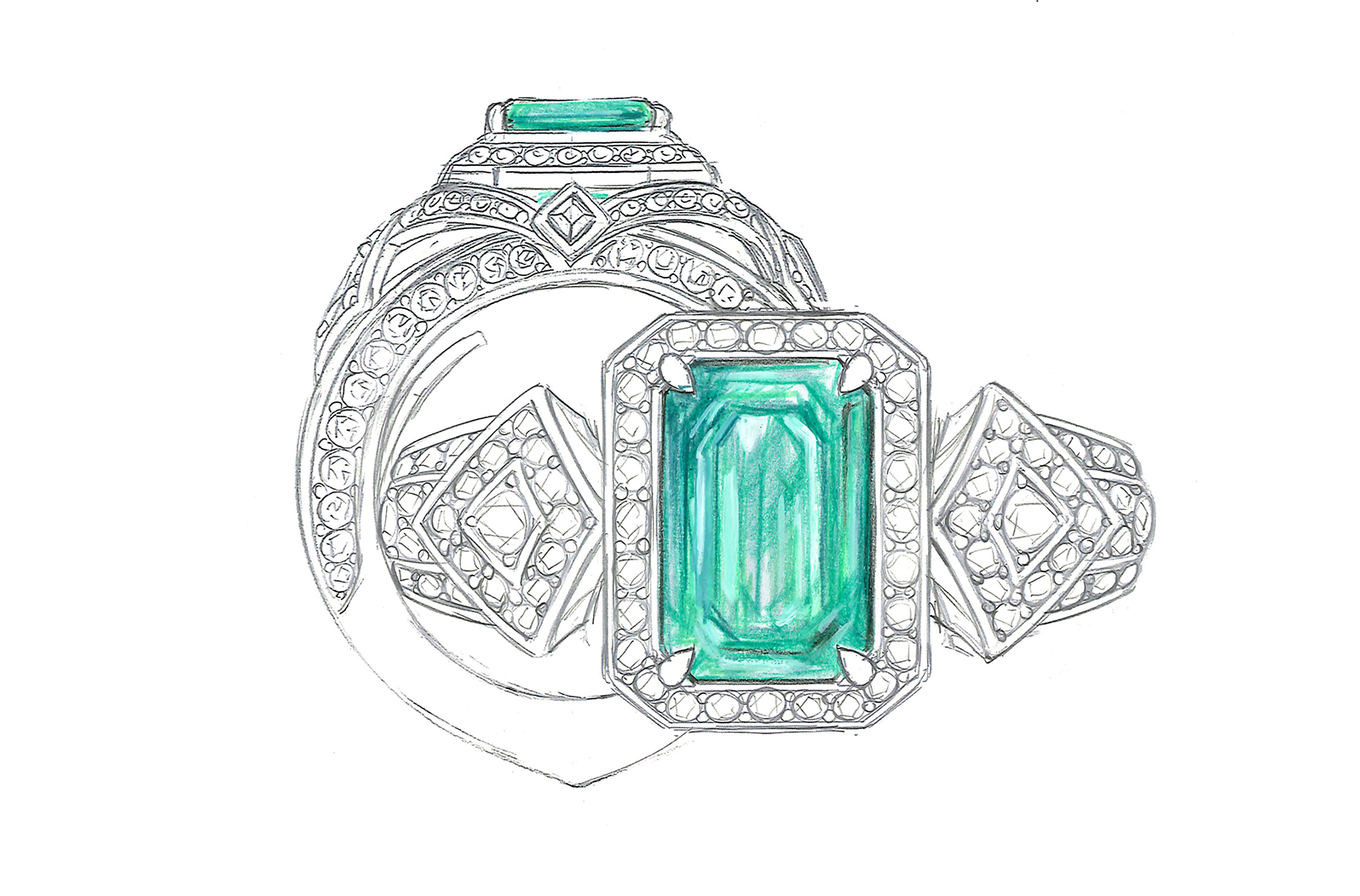 2.99ct Gubelin Certified Old World Muzo Colombian Emerald Ring with D Flawless Diamonds set in 18K Yellow Gold