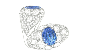 3.12ct Loupe Clean Unheated Lavender Sapphire Ring with D Flawless Diamonds set in 18K White Gold