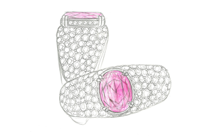 3.00ct Pink Spinel Ring with D Flawless Diamonds set in 18K Yellow Gold