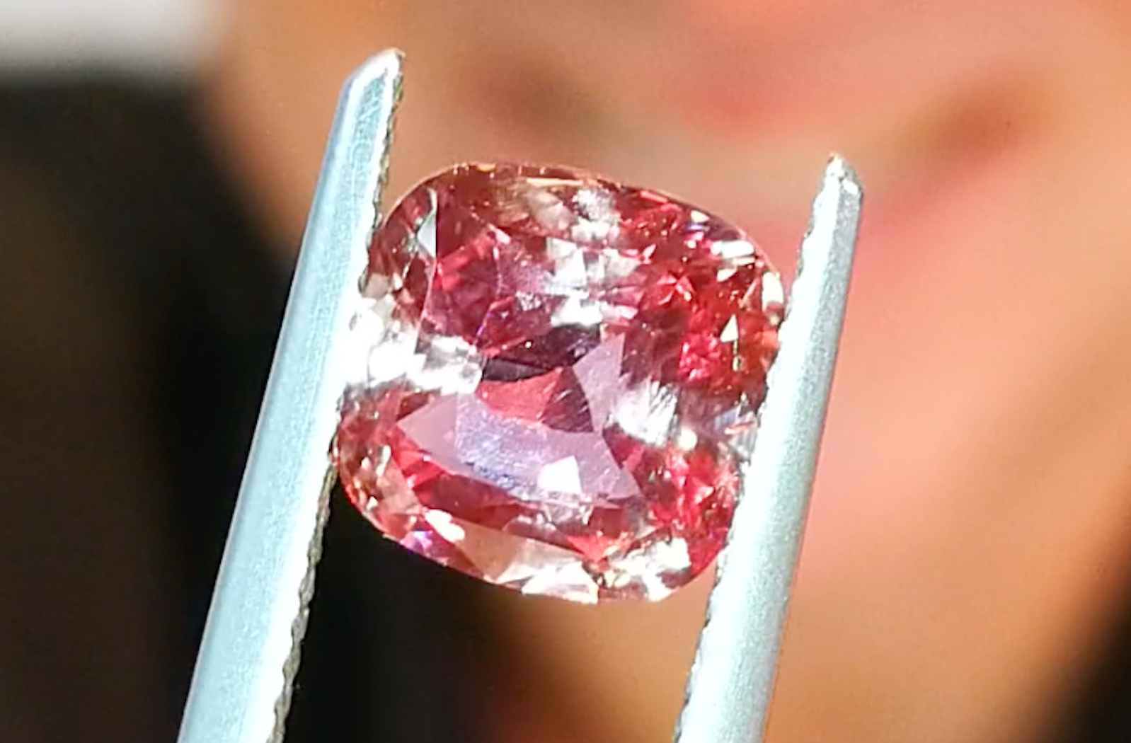 3.01ct Loupe Clean Unheated Padparadscha Sapphire Ring with D Flawless Diamonds set in 18K White Gold