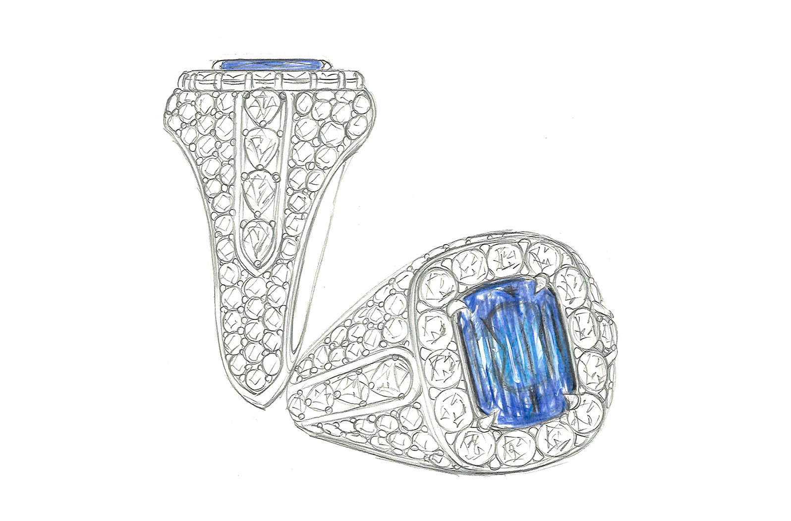 6.04ct Unheated Bi Color Ceylon Sapphire Ring with D Flawless Diamonds set in 18K White Gold