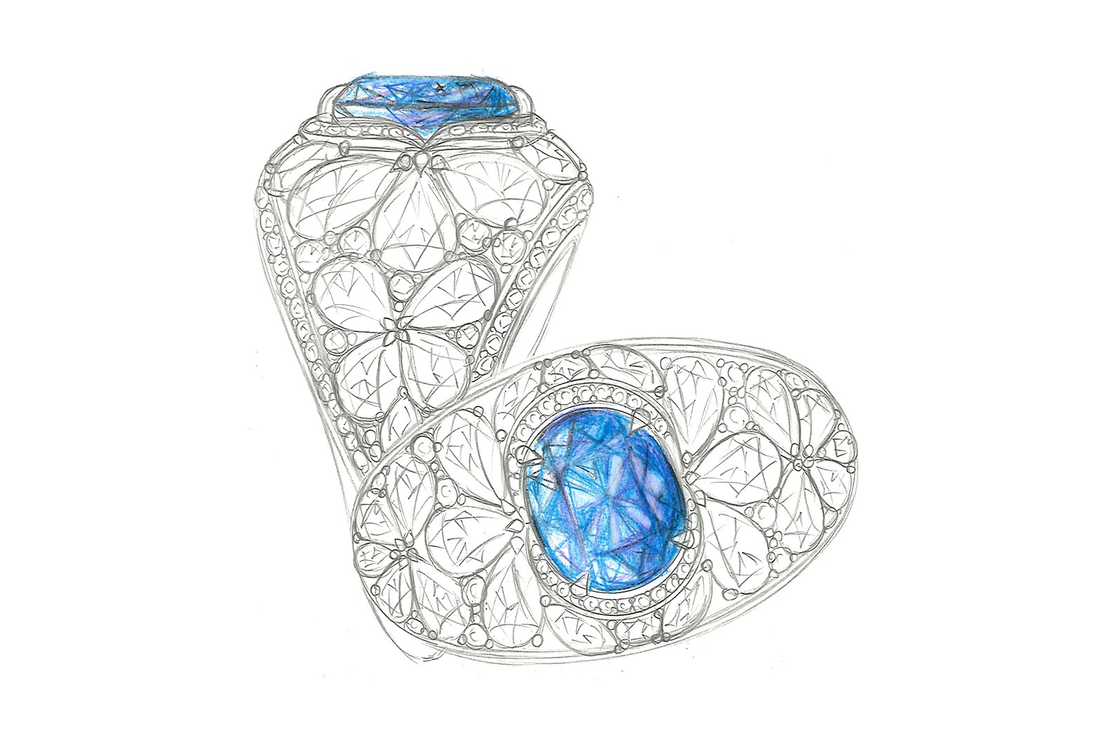 6.62ct Unheated Ceylon Cornflower Blue Sapphire Ring with D Flawless Diamonds set in 18K White Gold