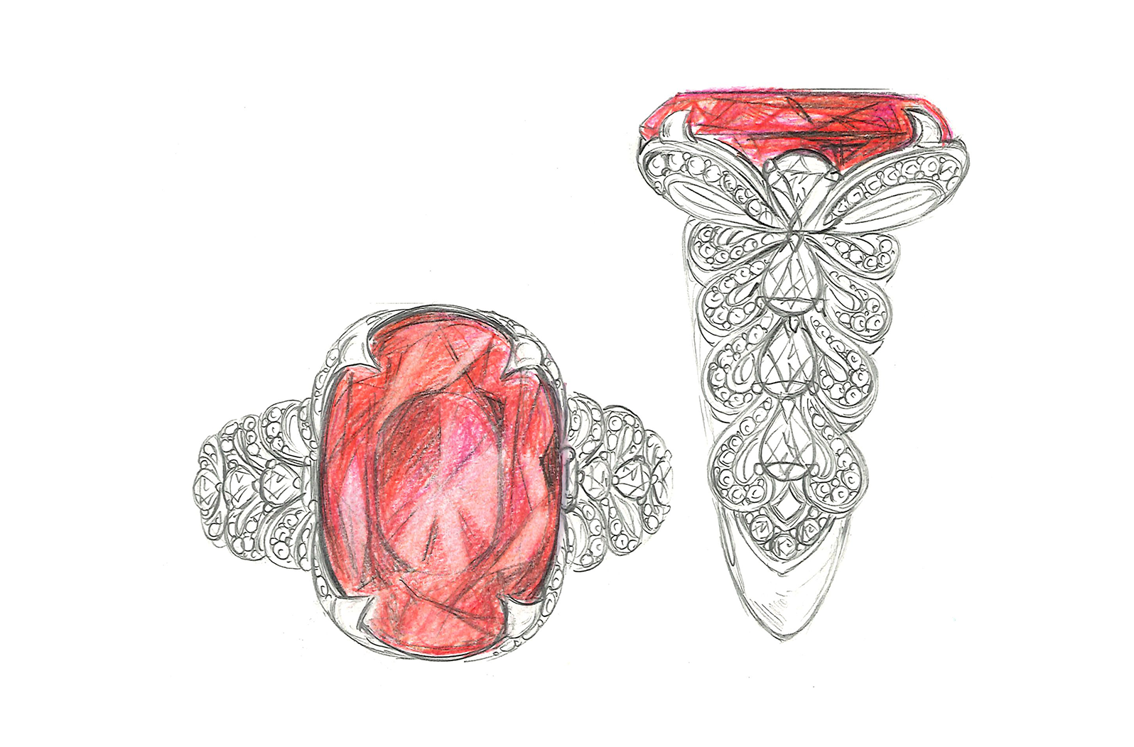 8.08ct Loupe Clean Nigerian Rubellite Ring with D Flawless Diamonds set in 18K White Gold