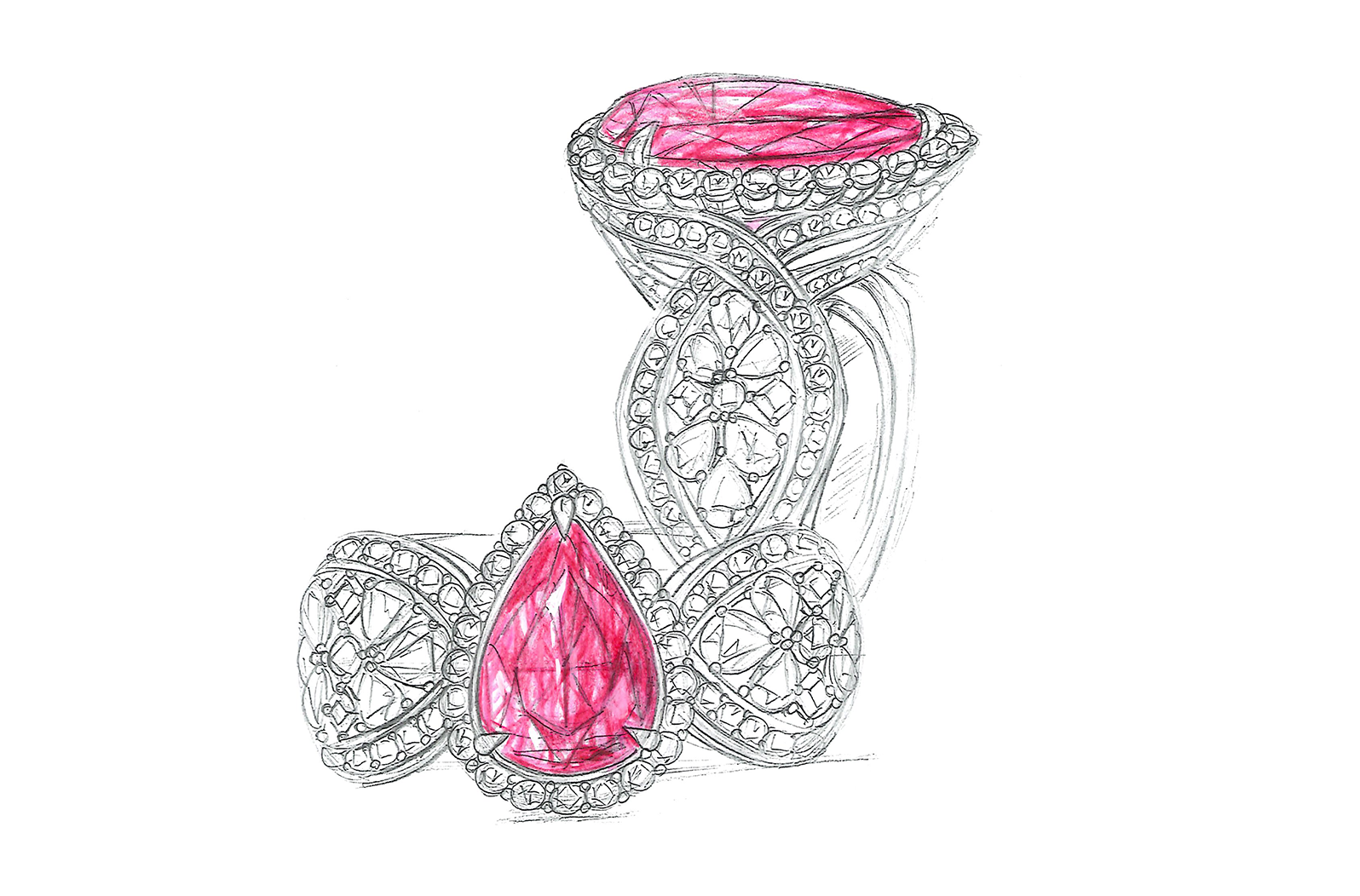 8.11ct Loupe Clean Nigerian Rubellite Ring with D Flawless Diamonds set in 18K Yellow Gold