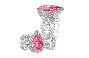 8.11ct Loupe Clean Nigerian Rubellite Ring with D Flawless Diamonds set in 18K Yellow Gold