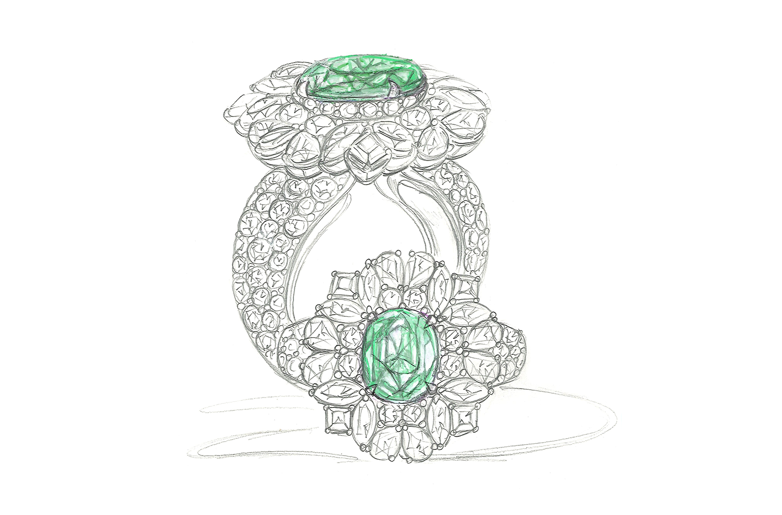 2.73ct Loupe Clean Ssef No Oil Zambian Emerald Ring with D Flawless Diamonds set in 18K White Gold