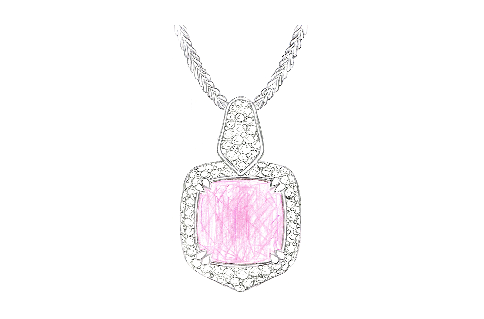 32.35ct Vivid Pink Madeagascar Morganite Necklace with D Flawless Diamonds set in 18K White Gold