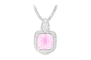 32.35ct Vivid Pink Madeagascar Morganite Necklace with D Flawless Diamonds set in 18K White Gold