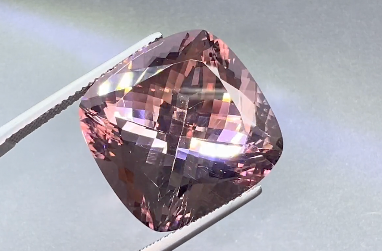 32.35ct Vivid Pink Madeagascar Morganite Necklace with D Flawless Diamonds set in 18K White Gold