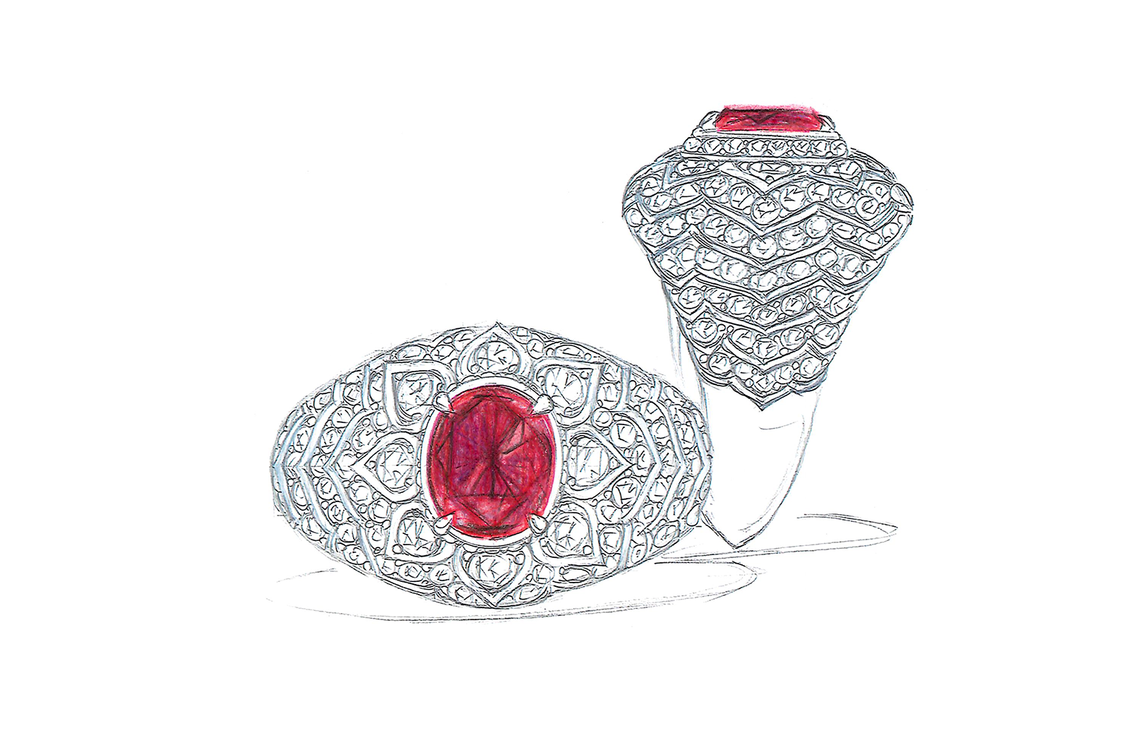 1.09ct Antique Swiss Lab Unheated Pigeon Blood Mogok Ring with D Flawless Diamonds set in 18K White Gold