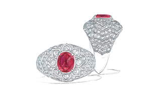 1.09ct Antique Swiss Lab Unheated Pigeon Blood Mogok Ring with D Flawless Diamonds set in 18K White Gold