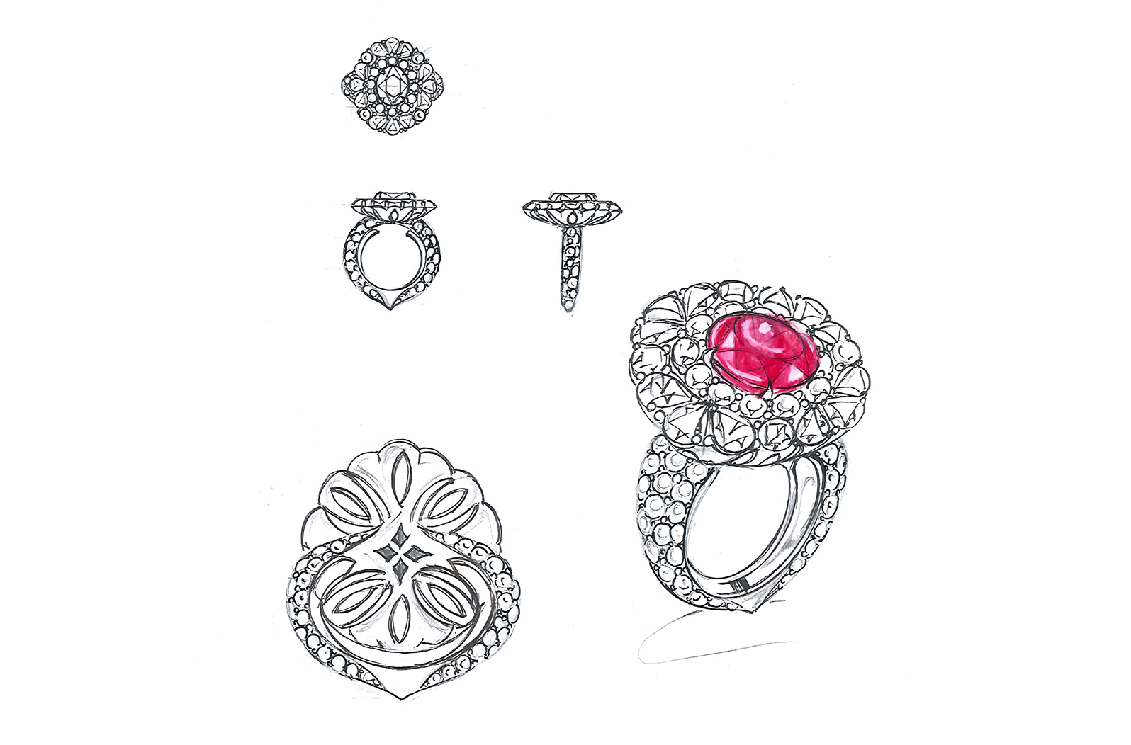1.17ct Antique Historical Unheated Pigeon Blood Red Mogok Ring with D Flawless Diamonds set in 18K White Gold