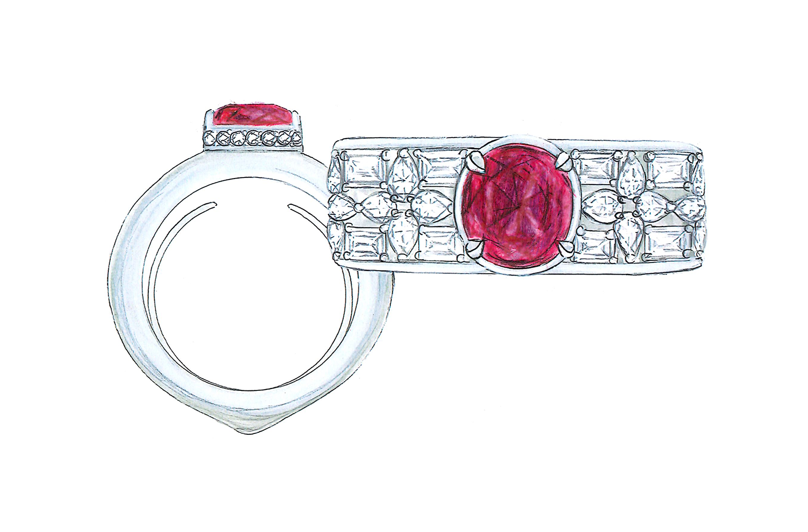 2.02ct Antique Swiss Lab Unheated Pigeon Blood Mogok Ruby Ring with D Flawless Diamonds set in 18K Yellow Gold