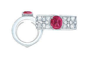2.02ct Antique Swiss Lab Unheated Pigeon Blood Mogok Ruby Ring with D Flawless Diamonds set in 18K Yellow Gold