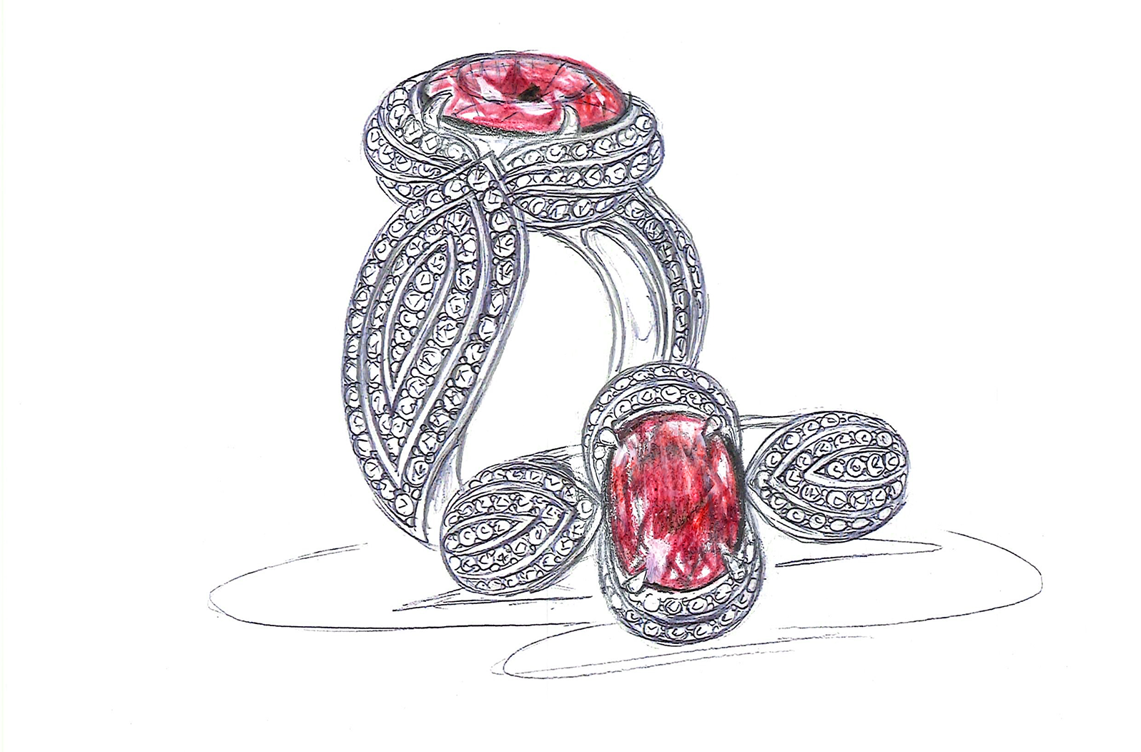 1.81ct Antique Historical Unheated Pigeon Blood Red Mogok Ring with D Flawless Diamonds set in 18K White Gold