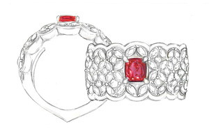 1.34ct Antique Historical Unheated Pigeon Blood Red Mogok Ring with D Flawless Diamonds set in 18K White Gold
