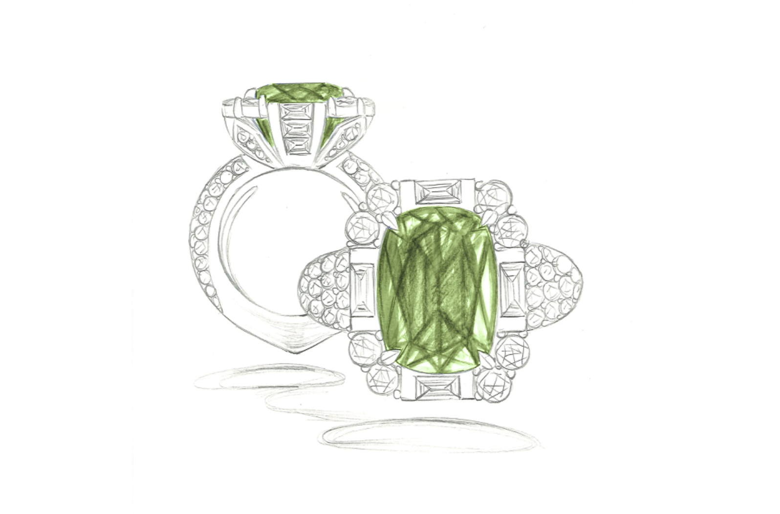 4.40ct Loope Clean Namibian Demantoid Ring with D Flawless Diamonds set in 18K Yellow Gold