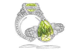 4.21ct Loope Clean Namibian Demantoid Ring with D Flawless Diamonds set in 18K Yellow Gold