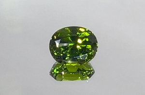3.21ct Loope Clean Namibian Demantoid Ring with D Flawless Diamonds set in 18K White Gold