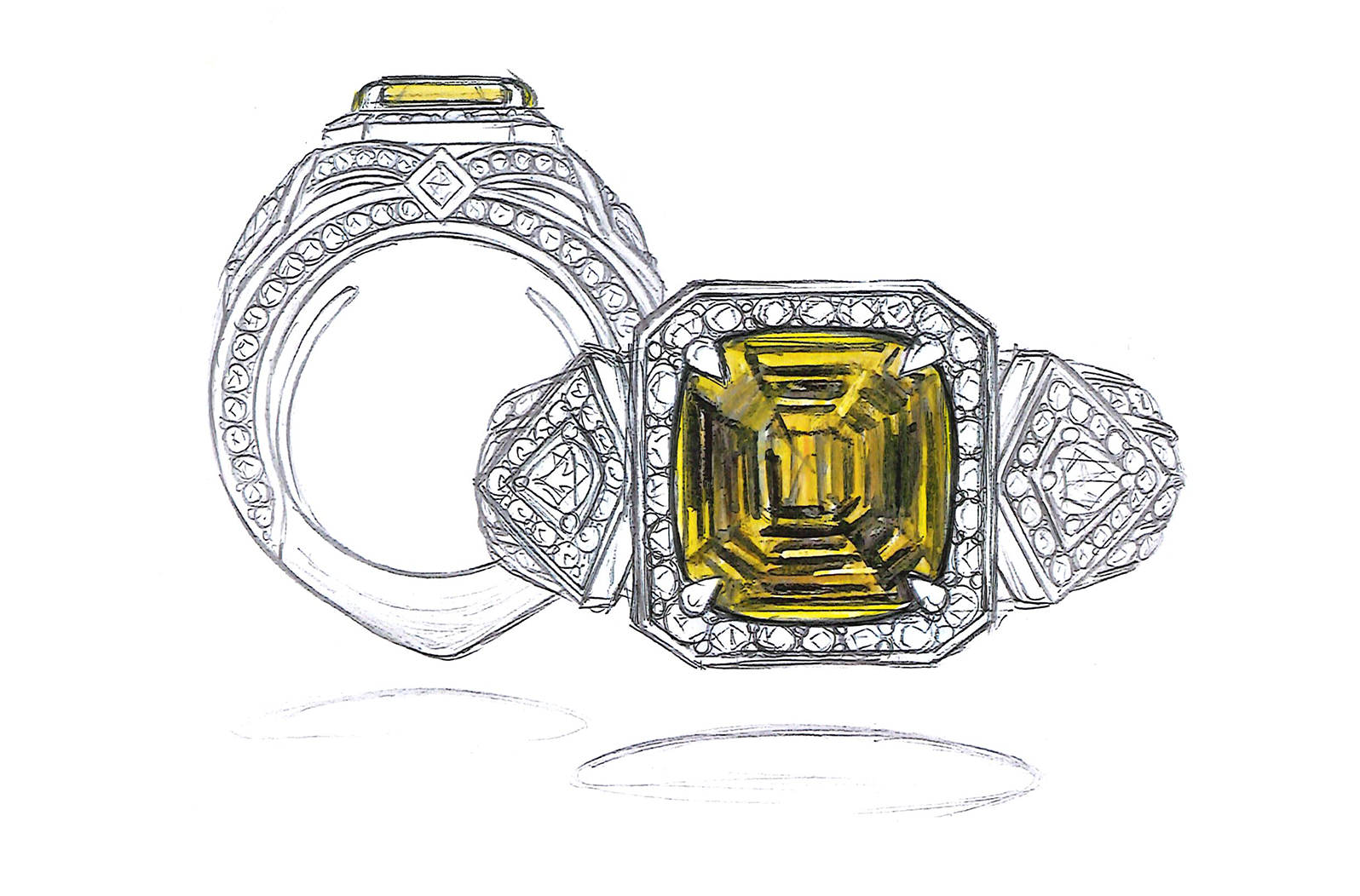 3.11ct Loope Clean Namibian Demantoid Ring with D Flawless Diamonds set in 18K Yellow Gold