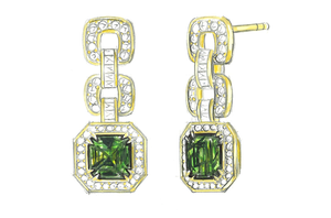 2.93ct Loope Clean Namibian Demantoid Earrings with D Flawless Diamonds set in 18K Yellow Gold