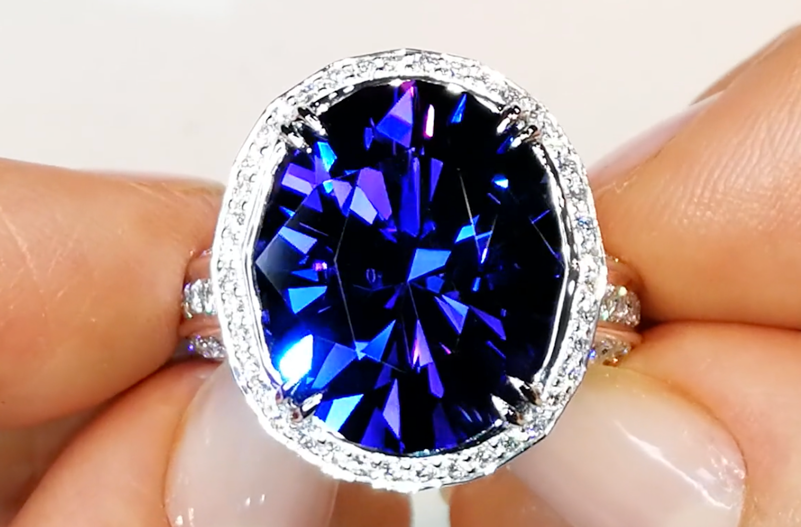 11.94ct Tanzanite Ring with D Flawless Diamonds set in Platinum