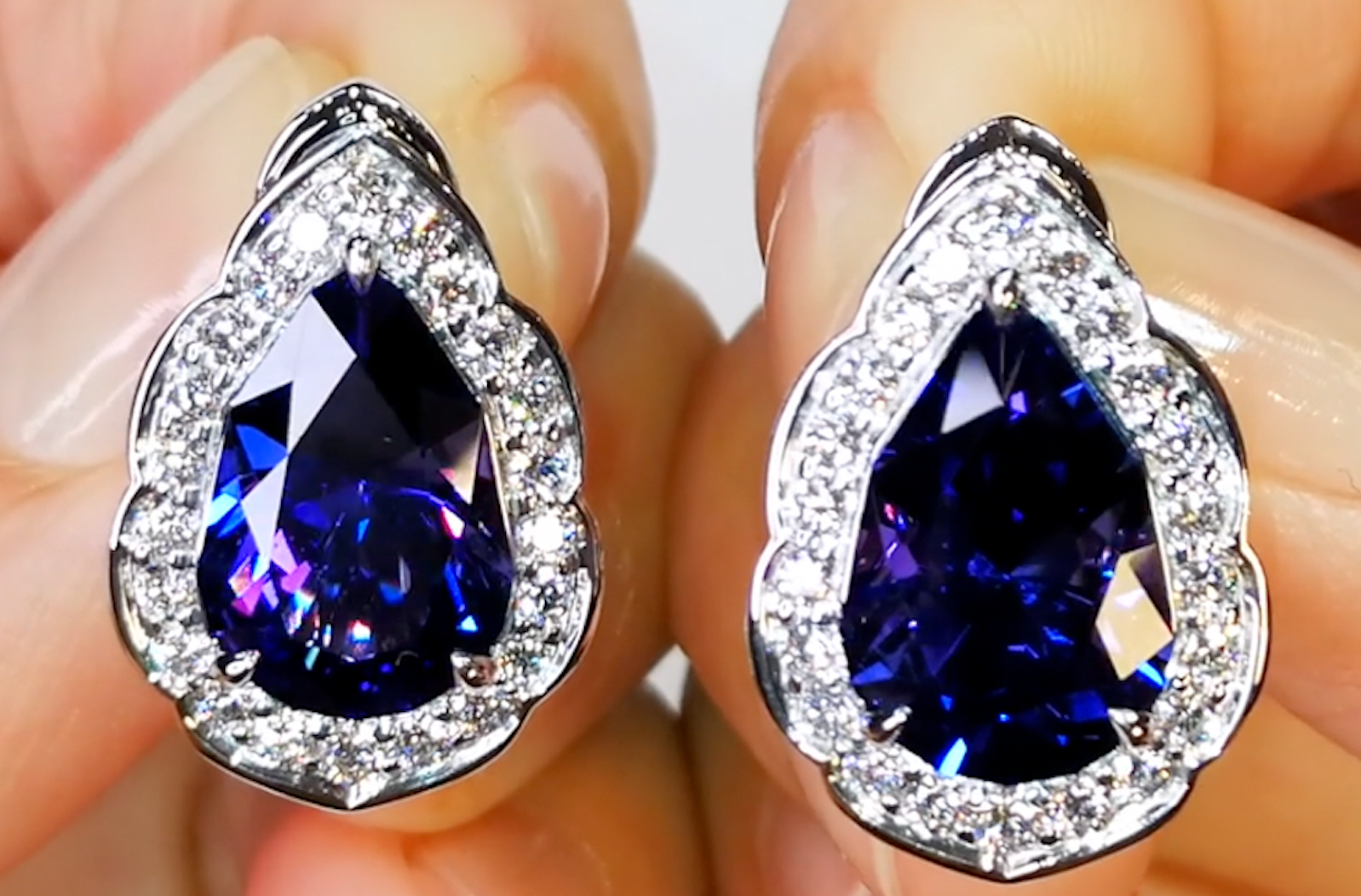 7.63ct Tanzanite Earrings with D Flawless Diamonds set in 18K White Gold