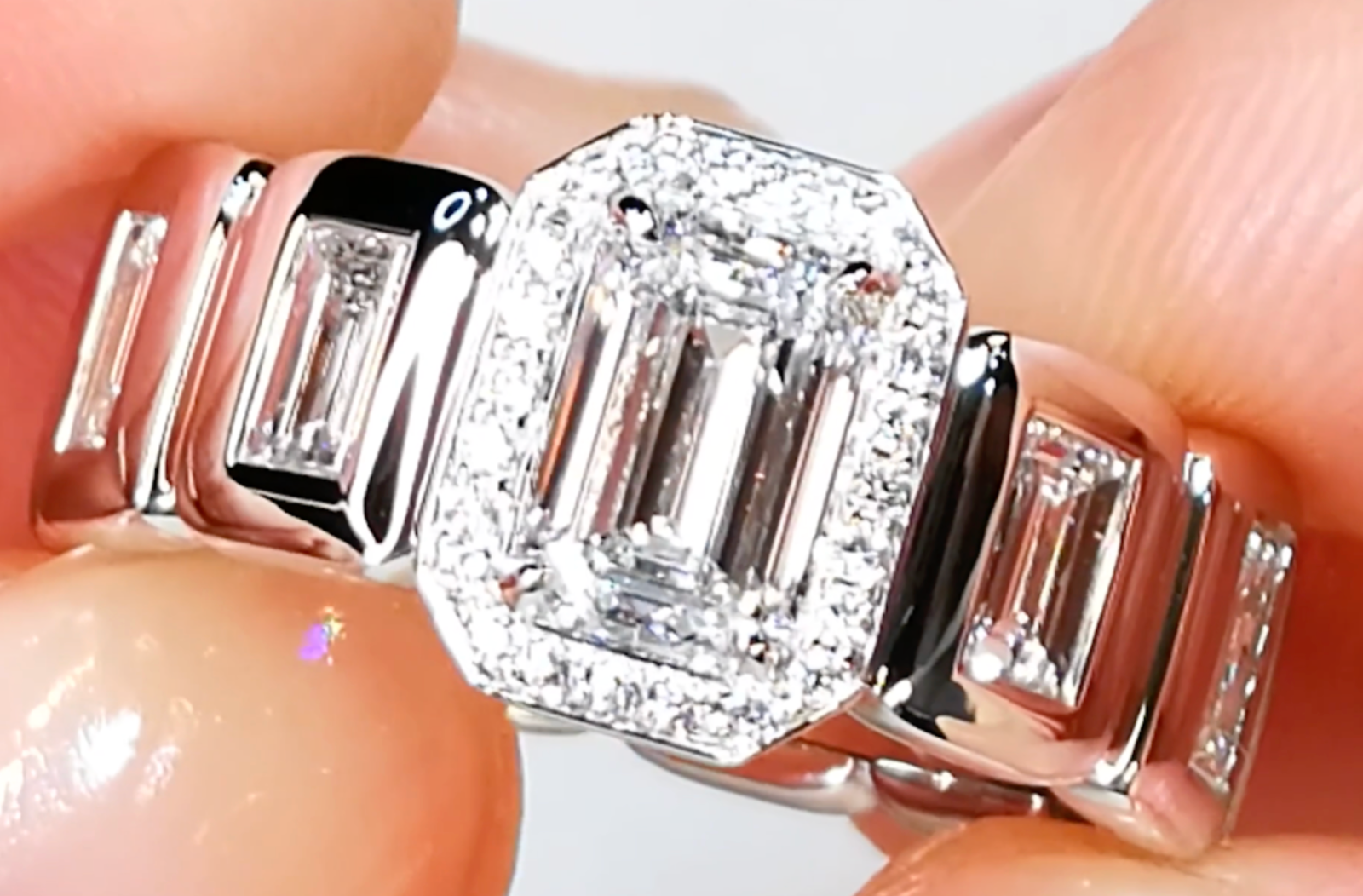 1.13ct D Flawless Golconda Diamond Ring with D Flawless Diamonds set in 18K White Gold