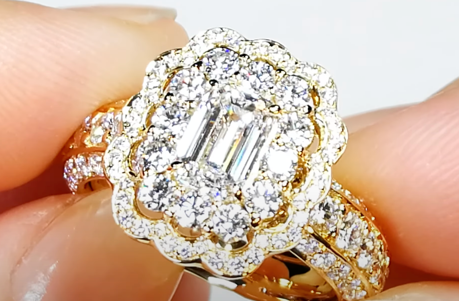 1.15ct D Flawless Golconda Diamond Ring with D Flawless Diamonds set in 18K Yellow Gold