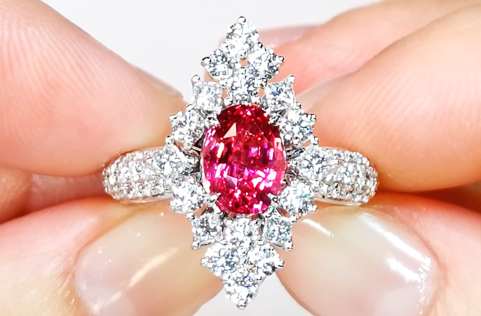 2.02ct Namya Jedi Spinel Ring with D Flawless Diamonds set in 18K White Gold