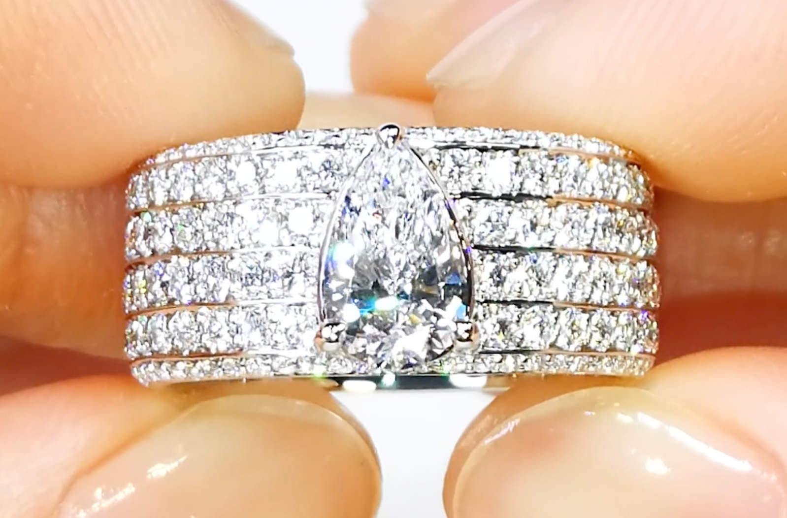 1.00ct D Flawless Golconda Diamond Ring with D Flawless Diamonds set in 18K White Gold