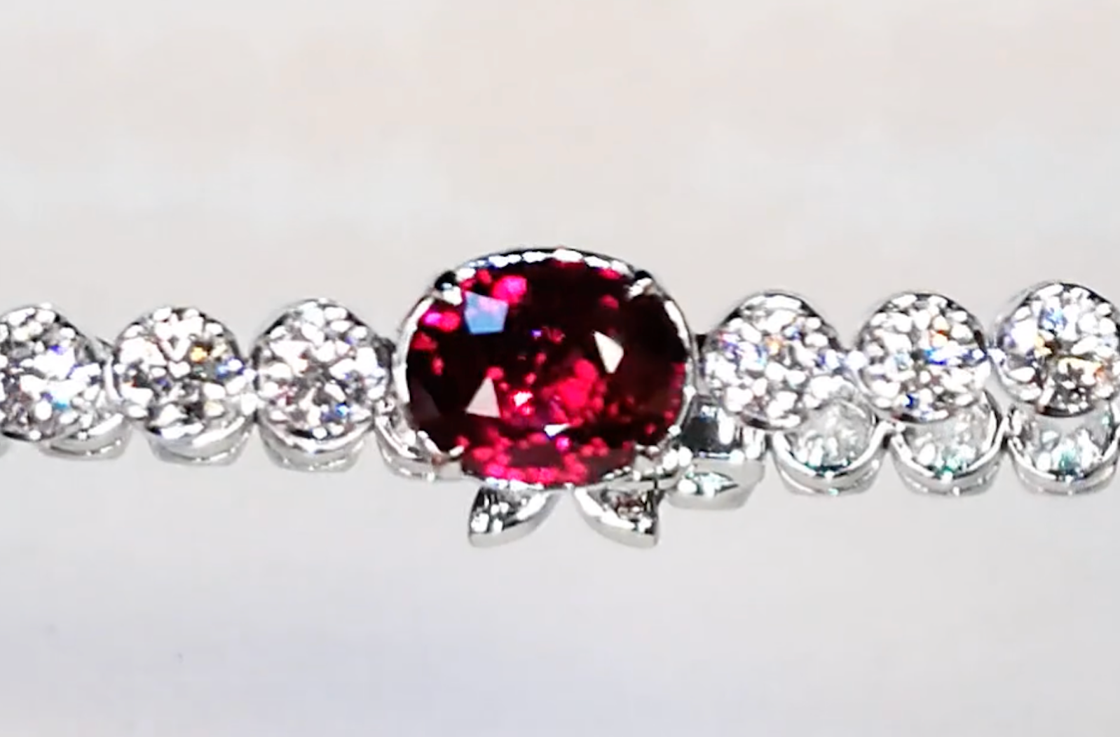 1.52ct Unheated Pigeons Blood Ruby Bracelet with 4.93ct D Flawless Diamonds set in 18K White Gold