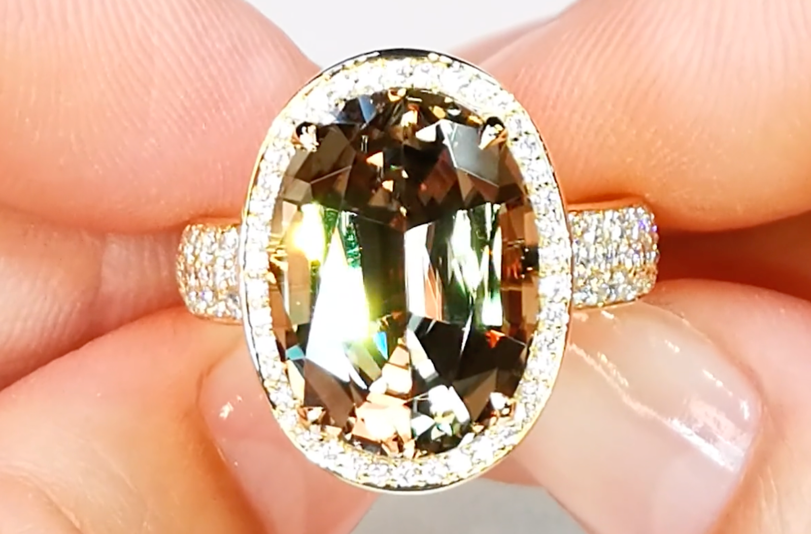 Zultanite Ring with D Flawless Diamonds set in 18K Yellow