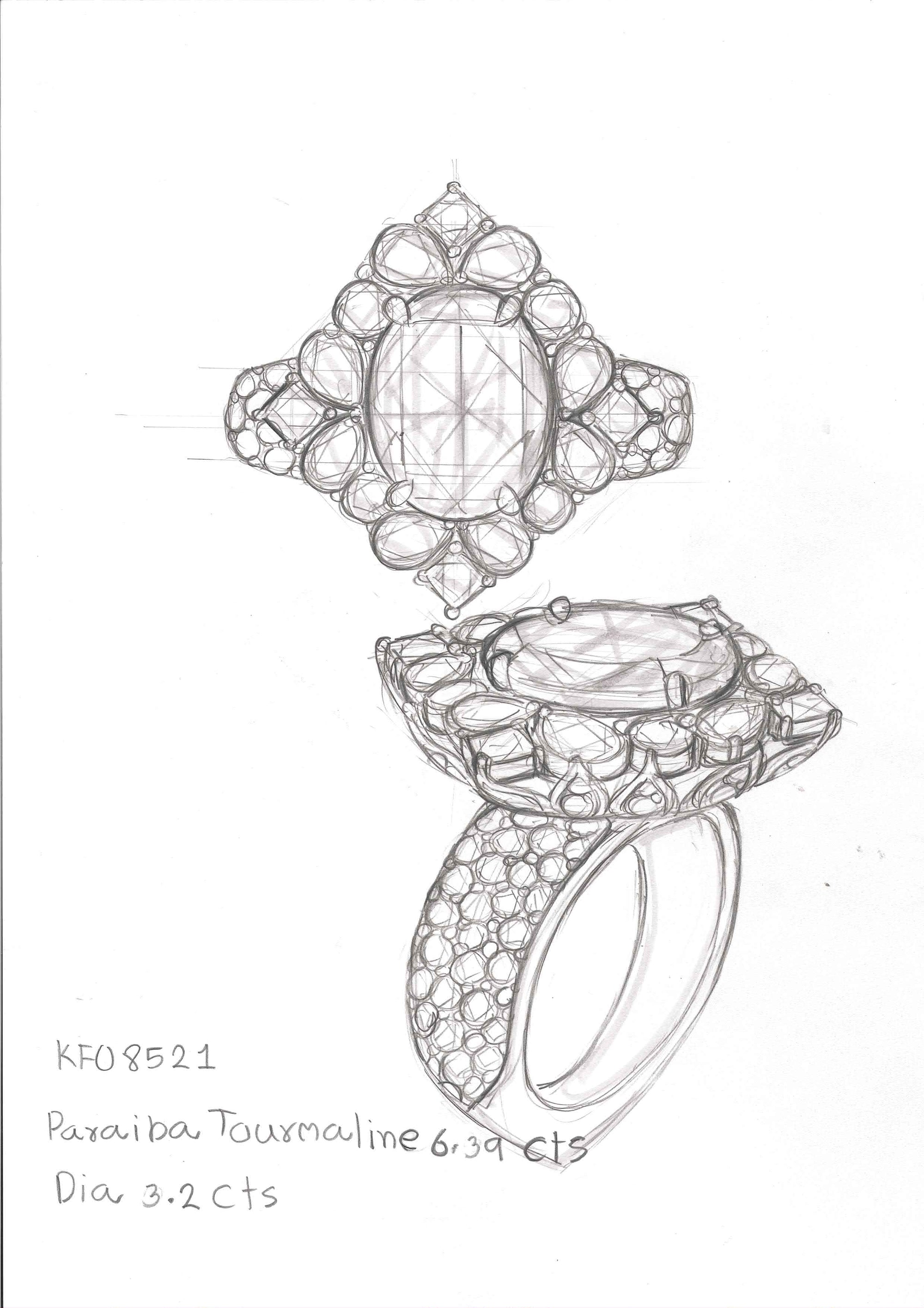6.39ct Unheated Baby Lumina Flawless Paraiba Tourmaline Ring with D Flawless Diamond set in 18K Gold