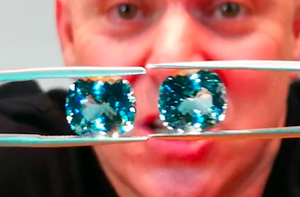 14.13ct Unheated Baby Lumina Flawless Paraiba Tourmaline Earring with D Flawless Diamond set in 18K Gold