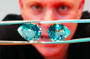 14.24ct Unheated Baby Lumina Flawless Paraiba Tourmaline Earring with D Flawless Diamond set in 18K Gold