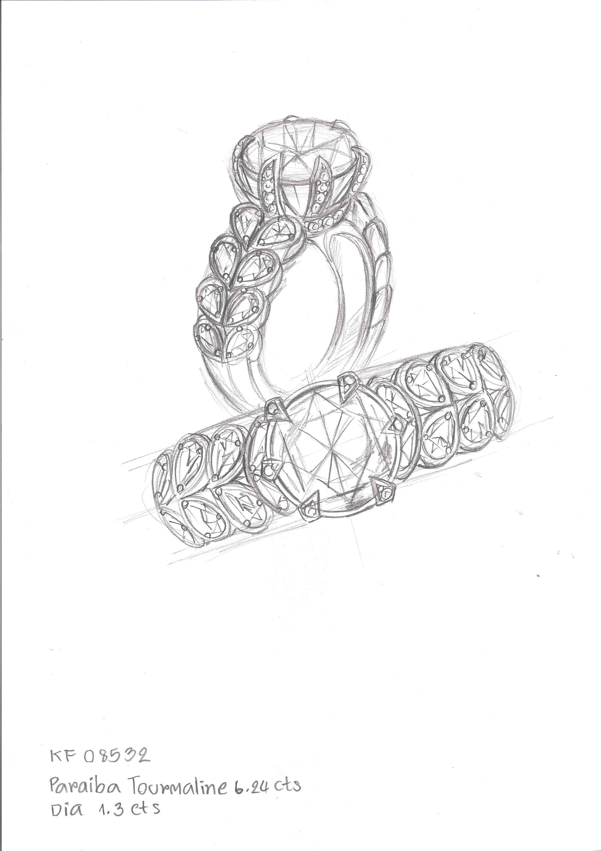 6.24ct Unheated Baby Lumina Flawless Paraiba Tourmaline Ring with D Flawless Diamond set in 18K Gold