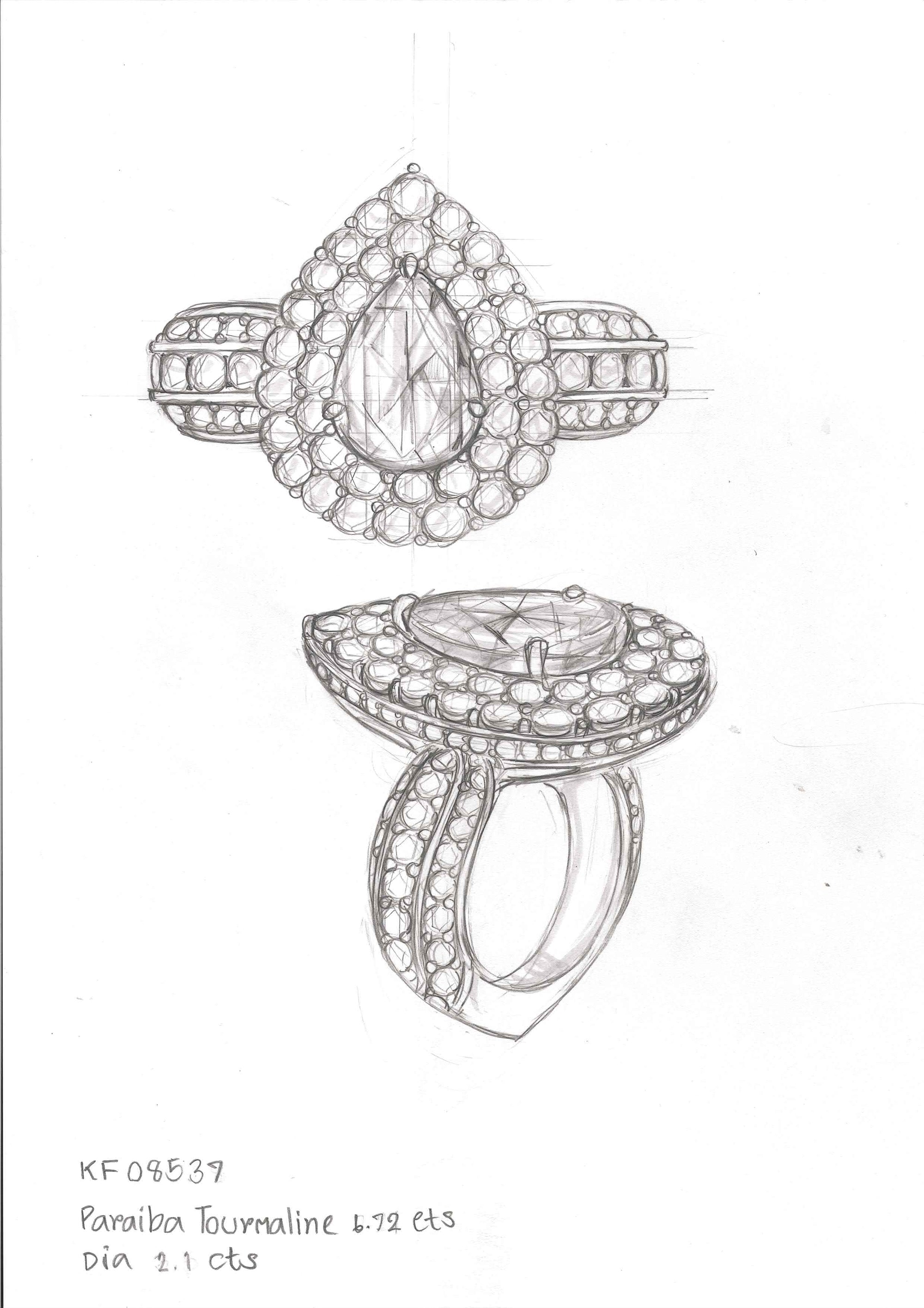6.72ct Unheated Baby Lumina Paraiba Tourmaline Ring with D Flawless Diamond set in 18K Gold