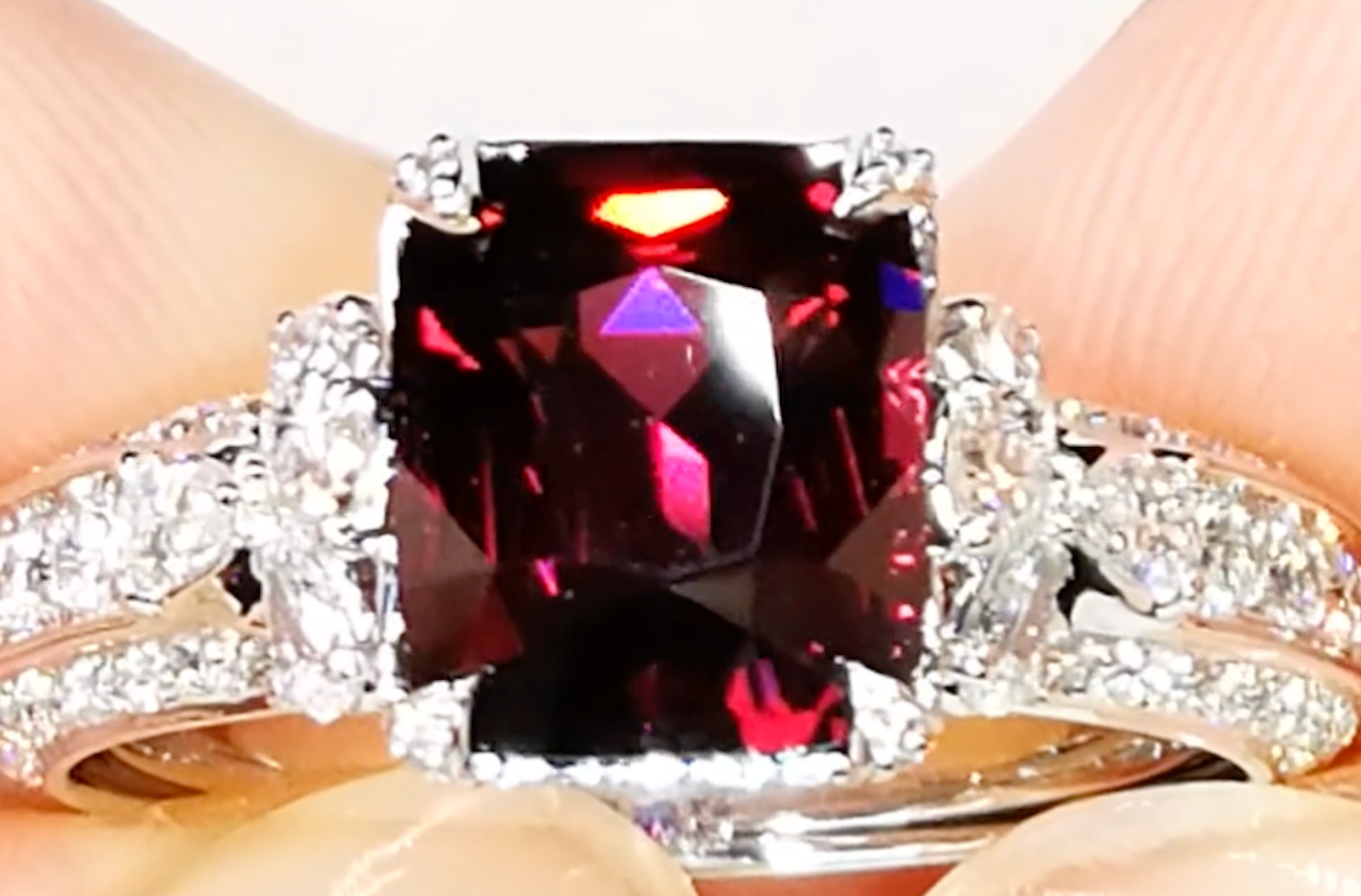3.26ct Vietnamese Noble Red Spinel Ring with D Flawless Diamonds set in 18K White Gold