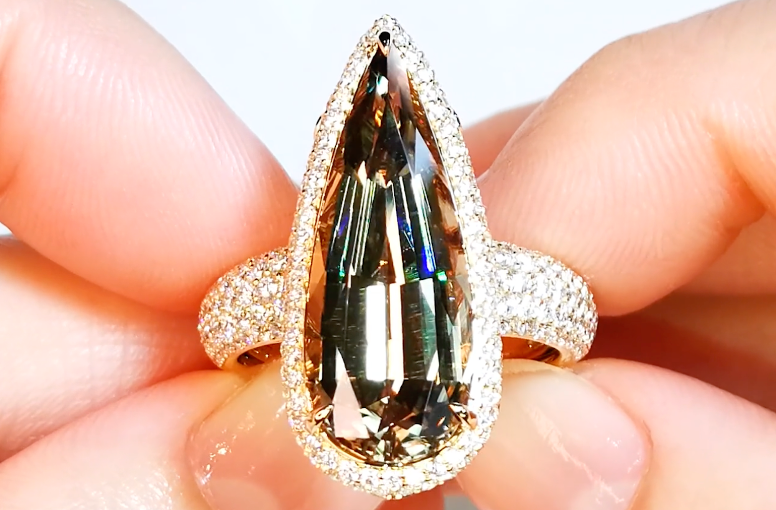 8.17ct Zultanite Ring with D Flawless Diamonds set in 18K Yellow Gold