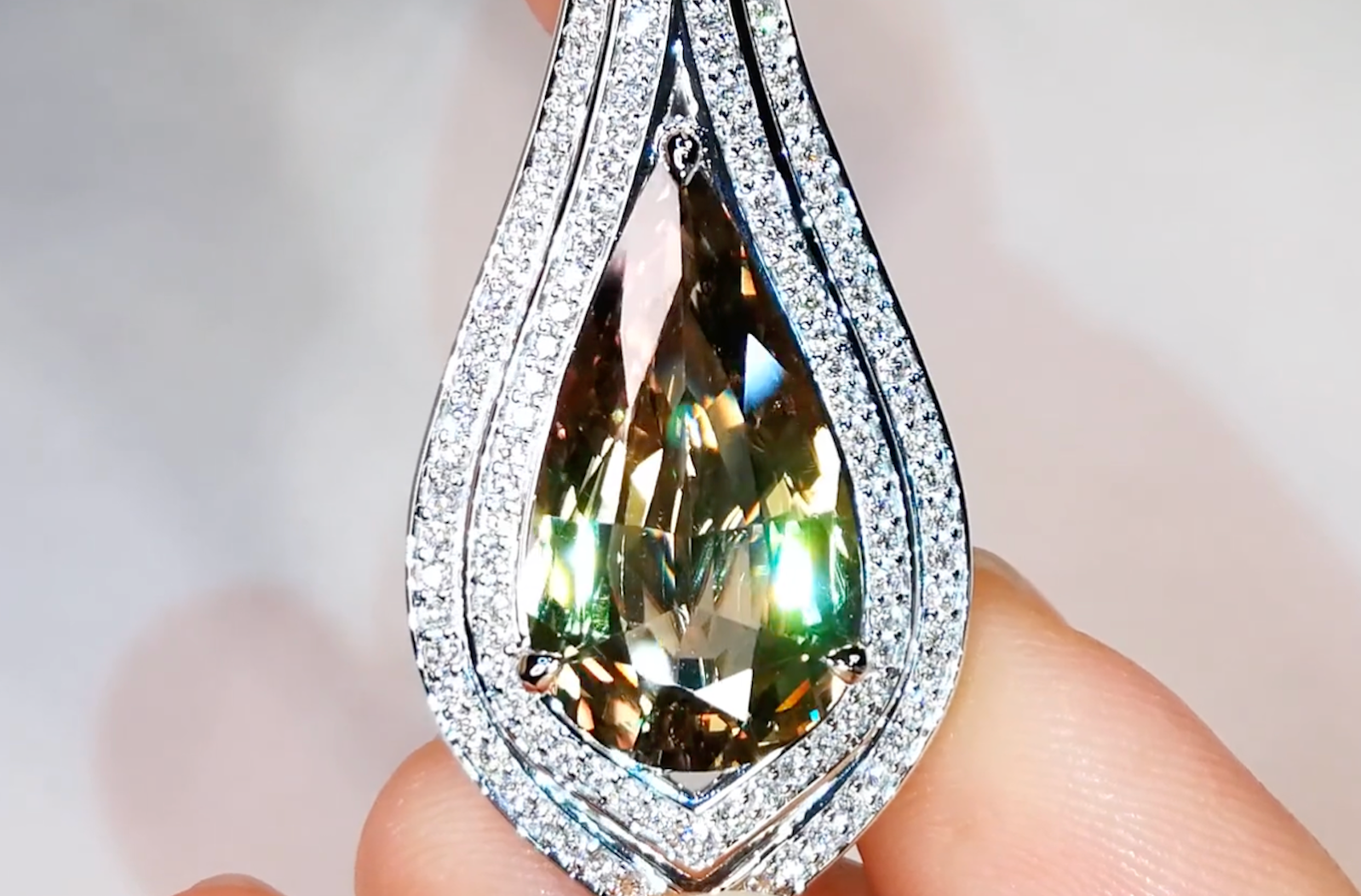 9.72ct Zultanite Necklace with D Flawless Diamonds set in 18K White Gold