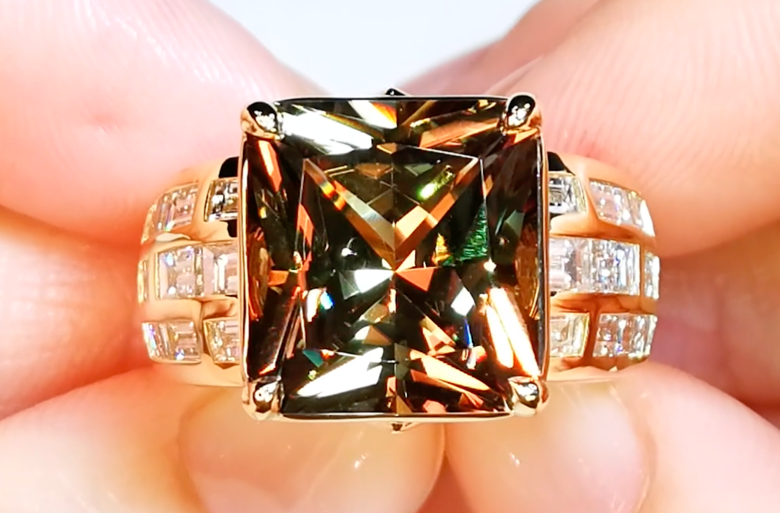 10.12ct Zultanite Ring with D Flawless Diamonds set in 18K Yellow Gold