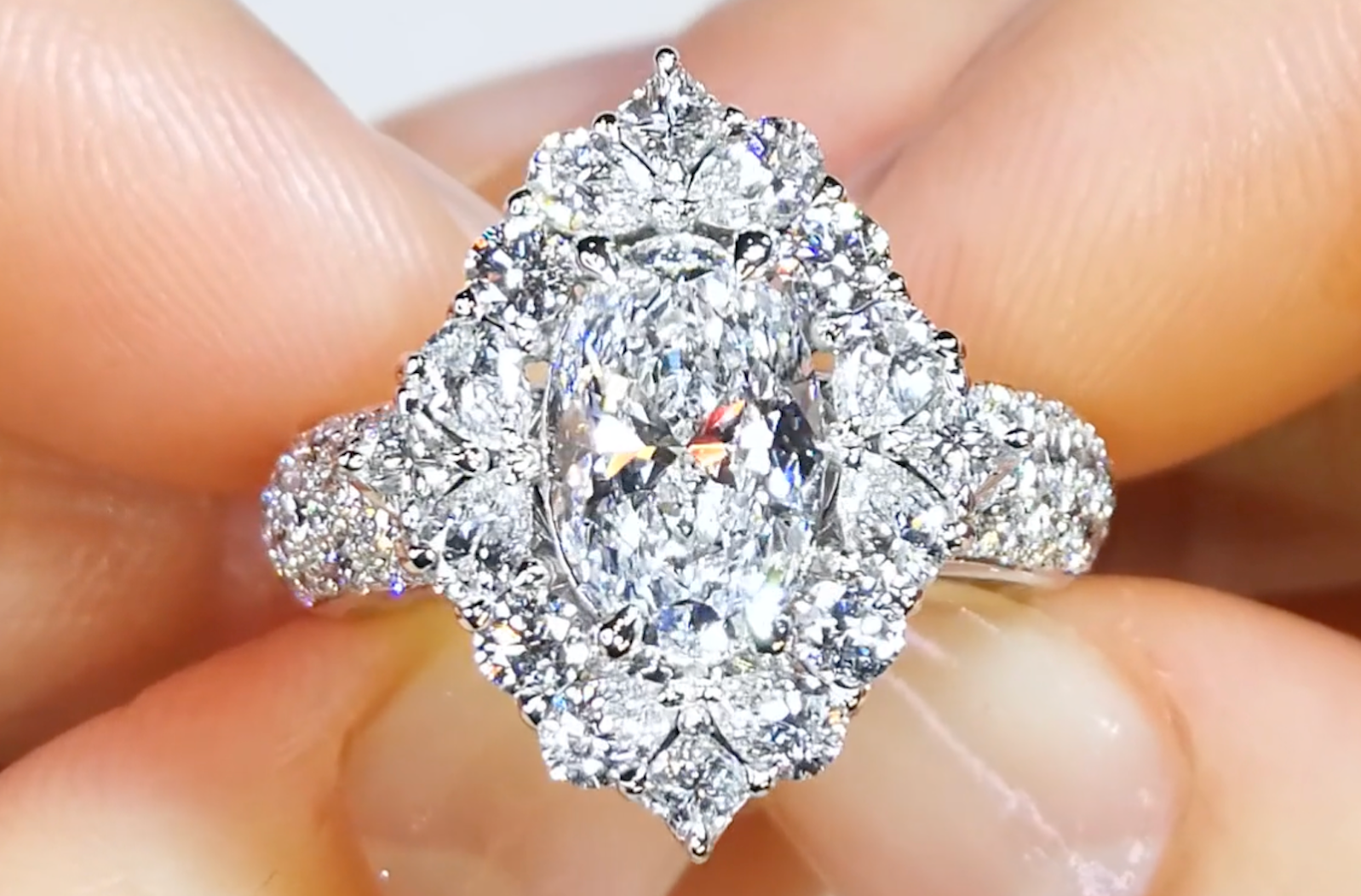 2.00ct D Flawless Golconda Diamond Ring with D Flawless Diamonds set in 18K White Gold