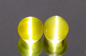 15.87ct Cat’s Eye Neon Chrysoberyl Earrings with D Flawless Diamonds set in 18K Yellow Gold