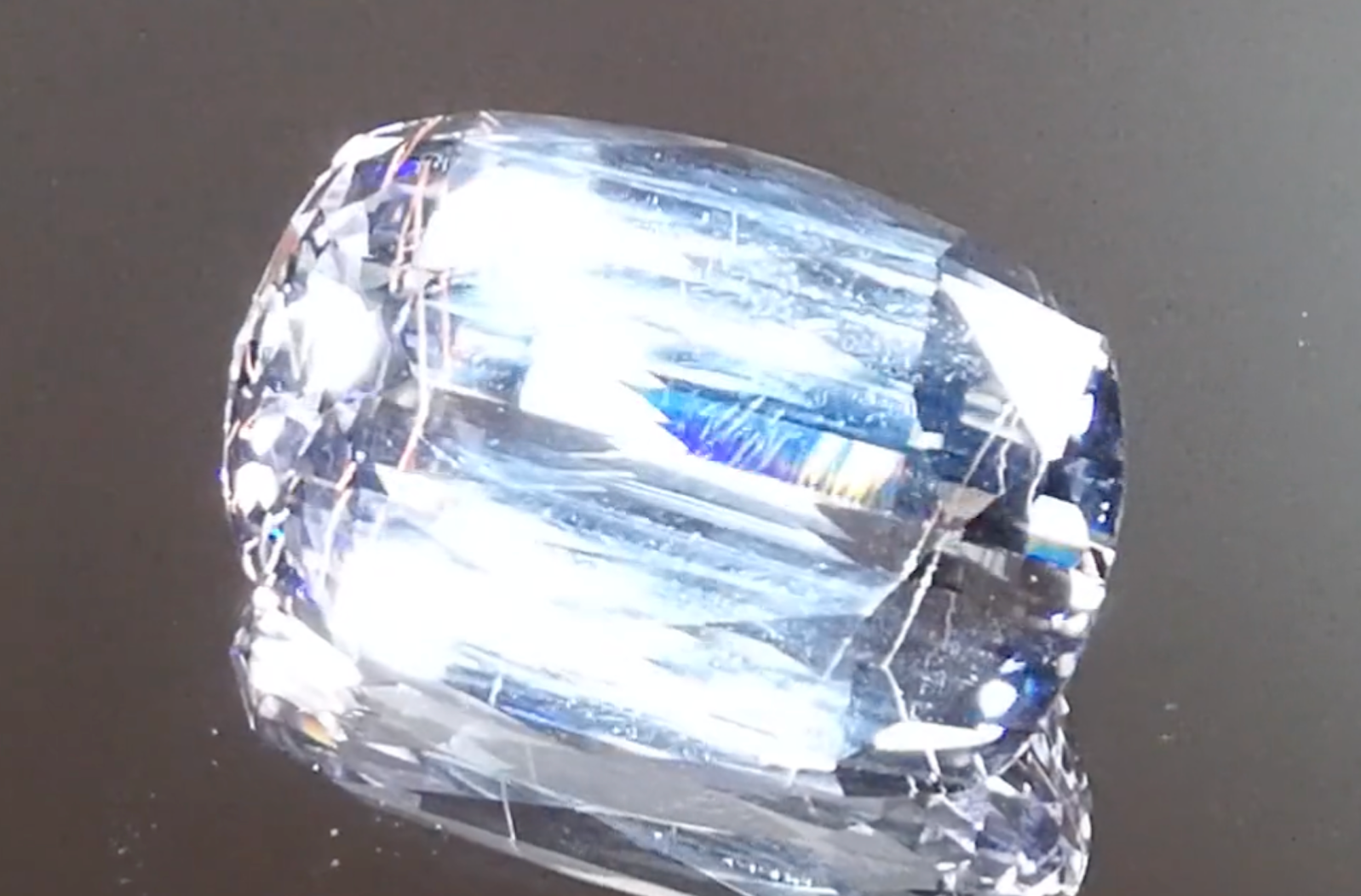 52.49ct World Record Jeremejevite With Gia Notable Award Ring with D Flawless Diamonds set in 18K White Gold