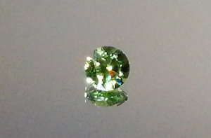 1.21ct Russian Horsetail Color Change Demantoid Ring with D Flawless Diamonds set in 18K Yellow Gold