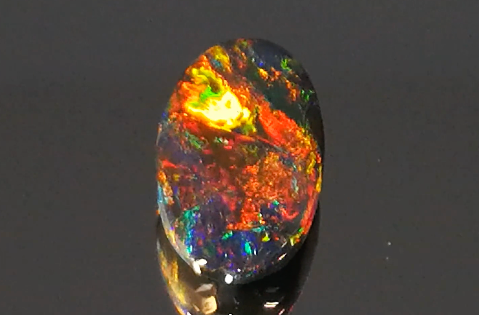 3.08ct Lightning Ridge Black Opal Ring with D Flawless Diamonds set in 18K Yellow Gold