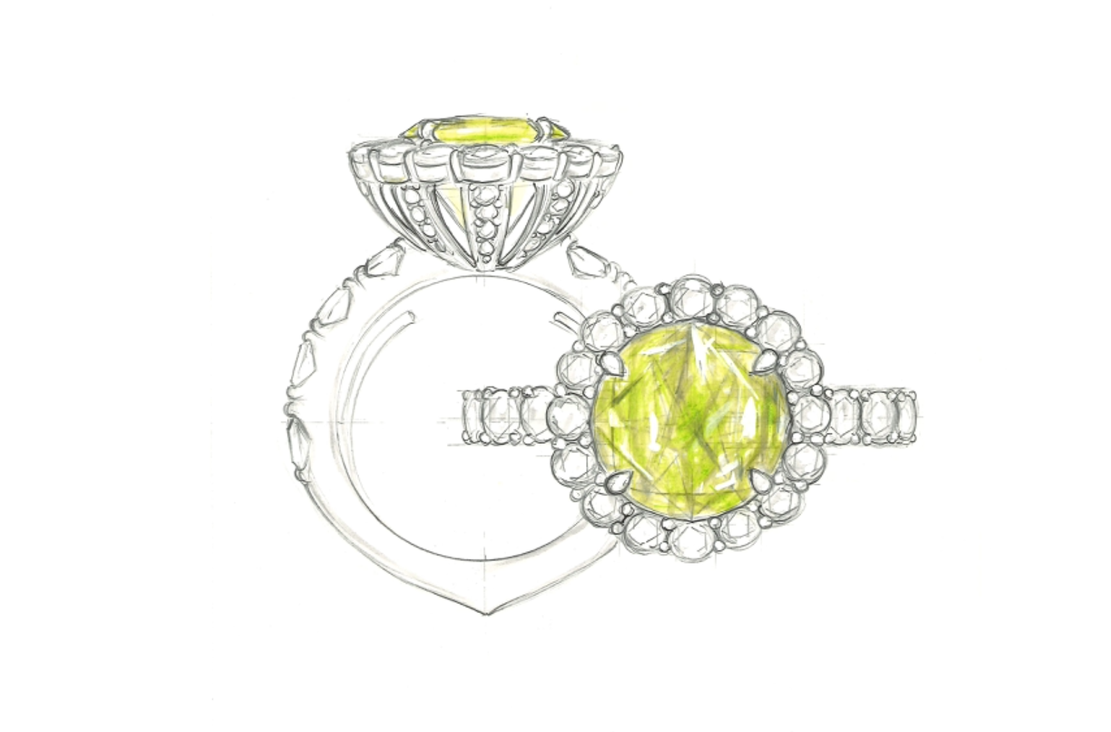 7.99ct Bulgarian Sphalerite Ring with D Flawless Diamonds set in 18K Yellow Gold